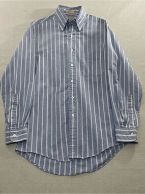 Vtg LL Bean Shirt Women’s 14 Blue Pink Single Needle Tailoring USA Button Down